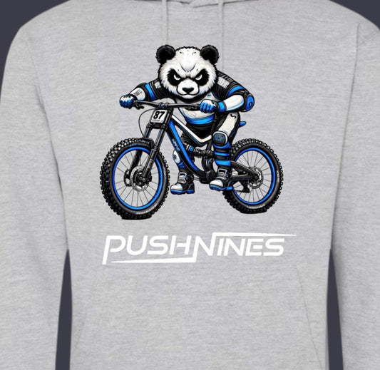 Blue Full Suspension Panda - Grey Hoodie