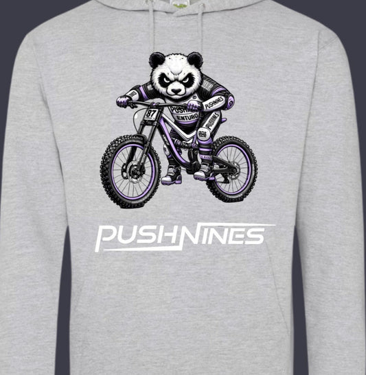Purple Full Suspension Panda - Grey Hoodie